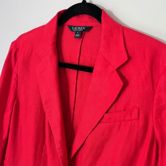 Lauren Ralph Lauren Womens 100% Linen Blazer Jacket Single‎ Breasted Size 8 EUC - Picture 2 of 15